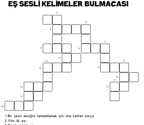 İlkokul 3. Sınıf Türkçe Eş Sesli Kelimeler Bulmacası | Eğlenceli Dil Etkinliği PDF – (PDF) – İlkokul 3.Sınıf / Türkçe – EduS…